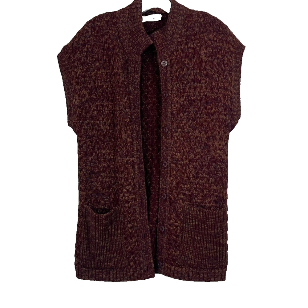 Escada Marled Burgundy Knit Short-Sleeve Cardigan